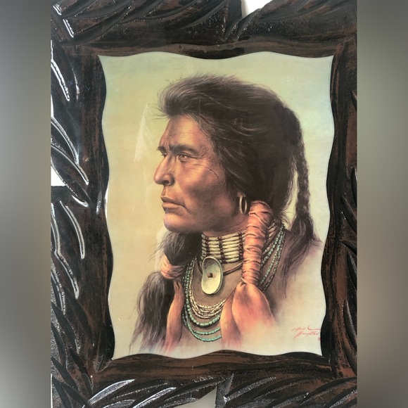 Bill Hampton’s Framed Vintage “Oh Great Spirit” Portrait - Picture 2 of 3